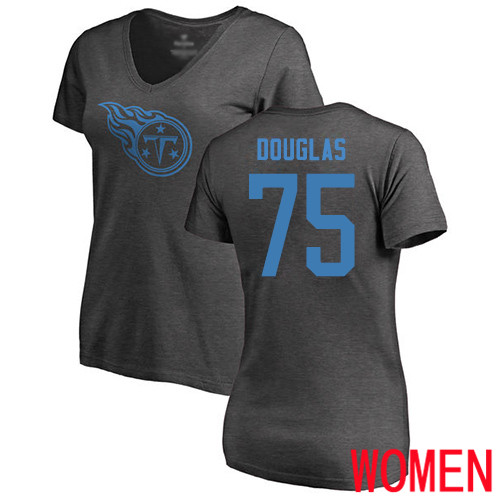 Tennessee Titans Ash Women Jamil Douglas One Color NFL Football #75 T Shirt->nfl t-shirts->Sports Accessory